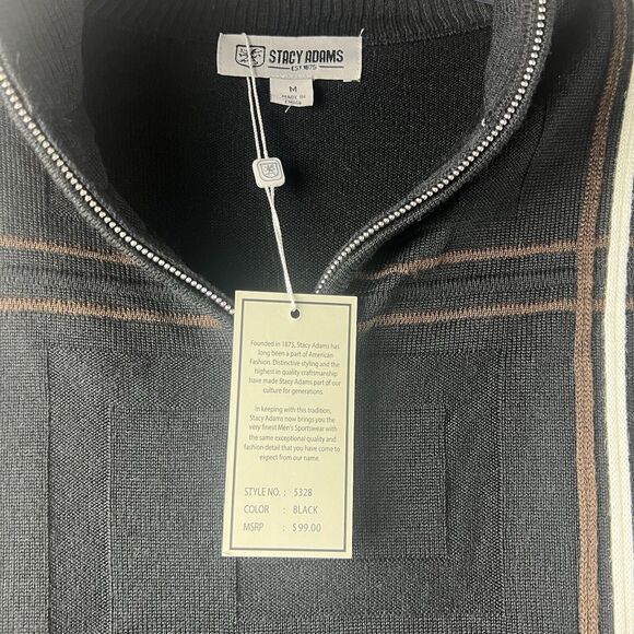 NWT Men’s Stacey Adam’s 1/4 Zip Colorblock Sweater Size Medium - Picture 4 of 6